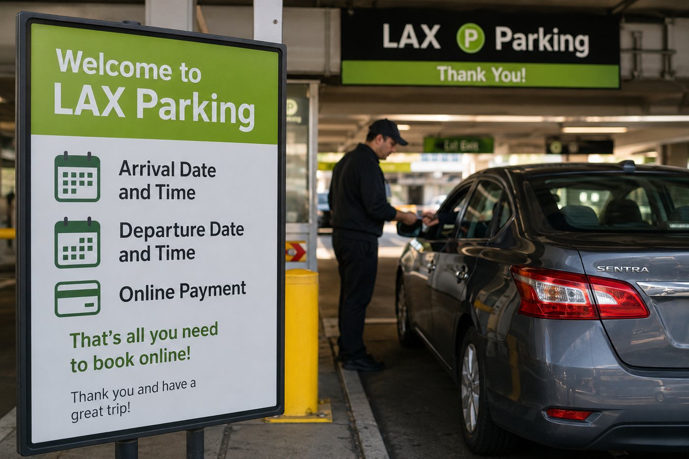 LAX parking booking requirements with arrival departure and online payment