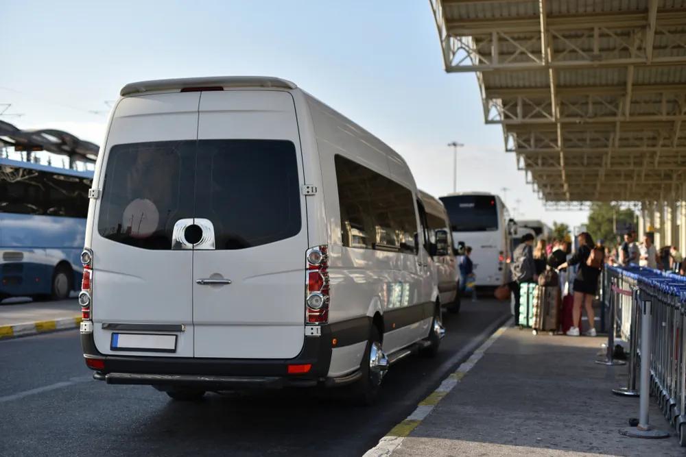 LAX shuttle bus near terminal arrivals