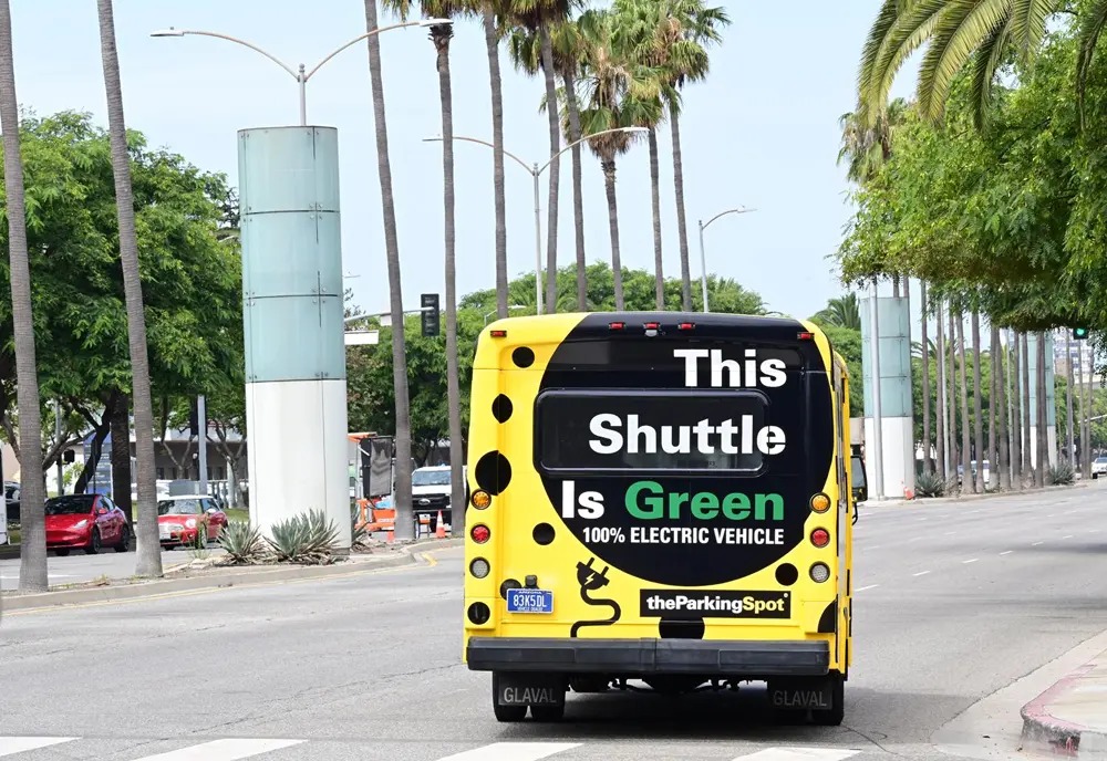 The Parking Spot electric airport shuttle near LAX