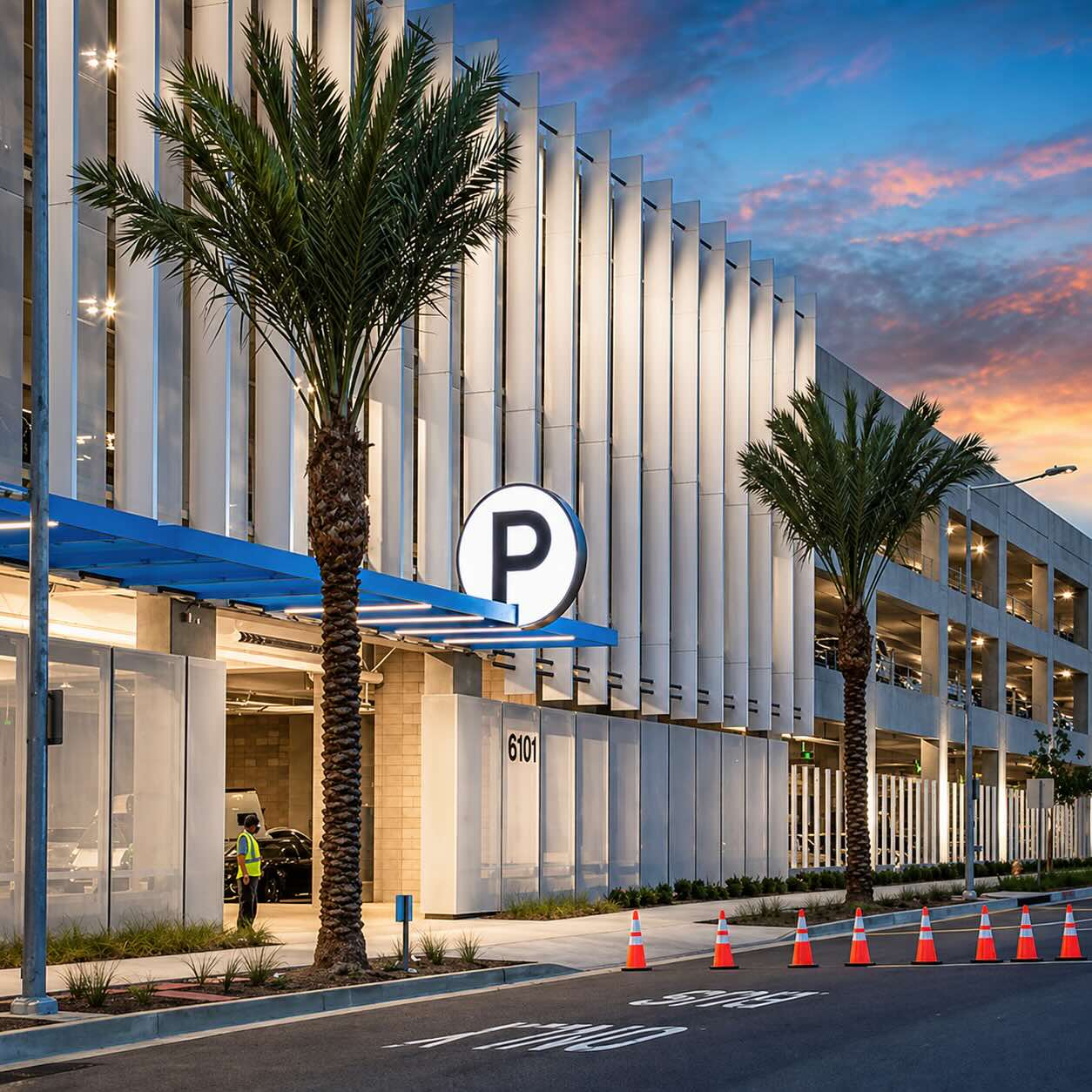 modern covered parking near LAX with secure entry and parking structure